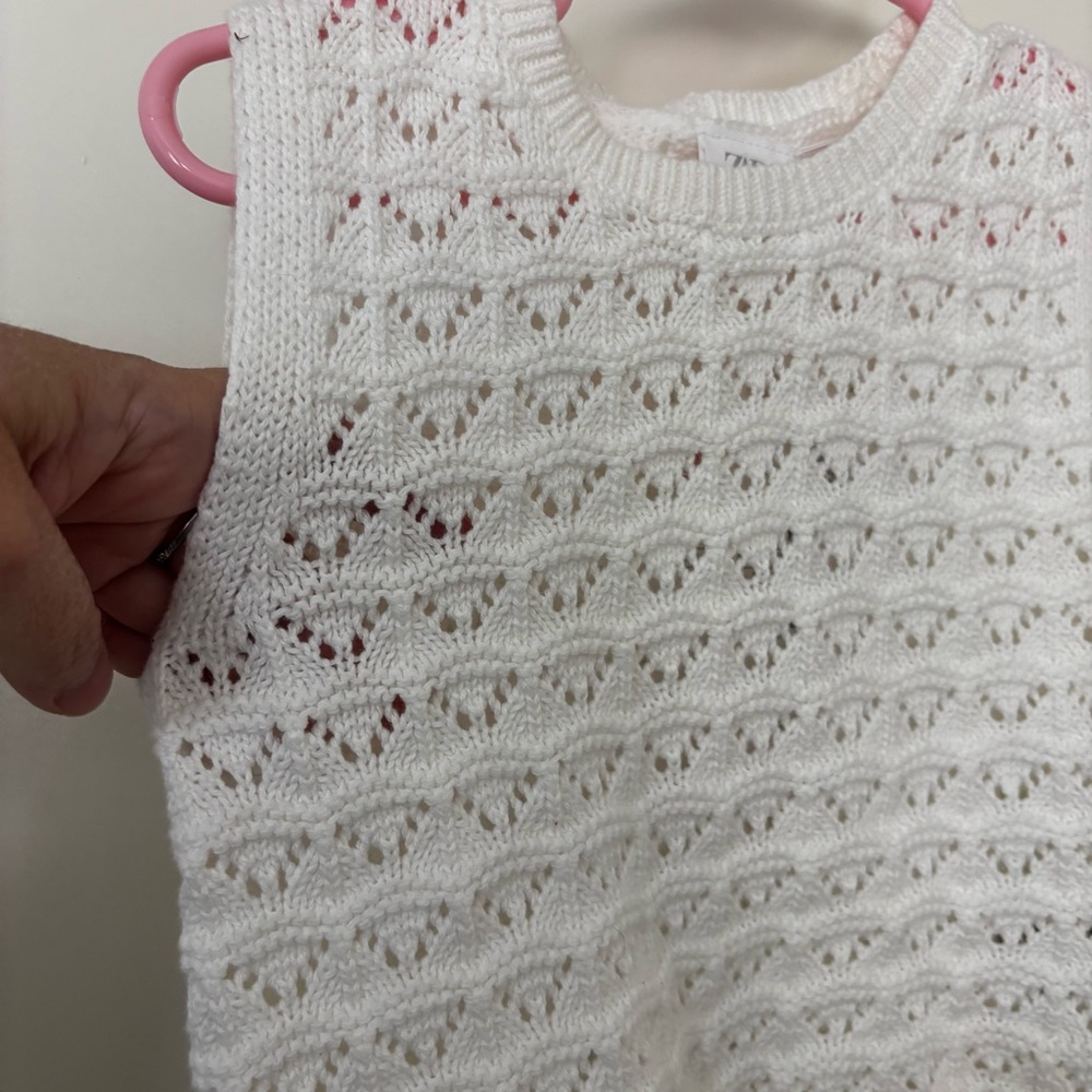 *New* Zara kids girls white Crochet Knit Tank top 4 - Picture 4 of 6